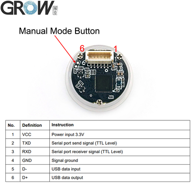 GROW GM861S-LED White Fill Lighting DC3.3V Barcode Module USB/UART Interface Qr Code Bar Code Scanner Reader For Arduino Windows